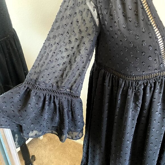 NWT | Olivaceous | V Neck Sheer Baby Doll Dress | Black | Size: Small - Picture 3 of 11